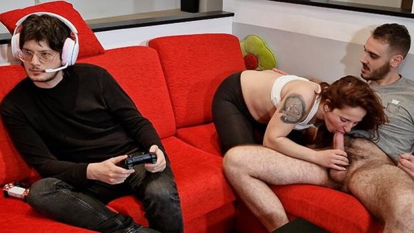 Fucktotum - Stepsister fucks with best friend while stepbrother plays videogames - squirt at min. 7.08 [FullHD 1080P]  
