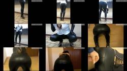 sexynylonwife - Latexverbot im Buro, Chef wixt mir als Strafe auf die Latex Leggins [HD 720P]  - MyDirtyHobby