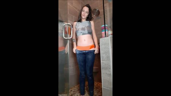 Sage Eldritch - Wetting Jean Leggings and Stripping in the Shower [FullHD 1080P]  
